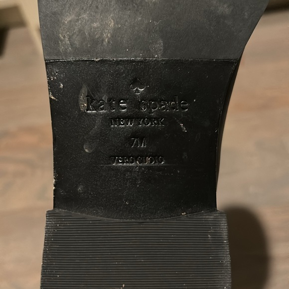 Black Kate Spade scallop detail riding boots leather size 7 - Picture 6 of 6